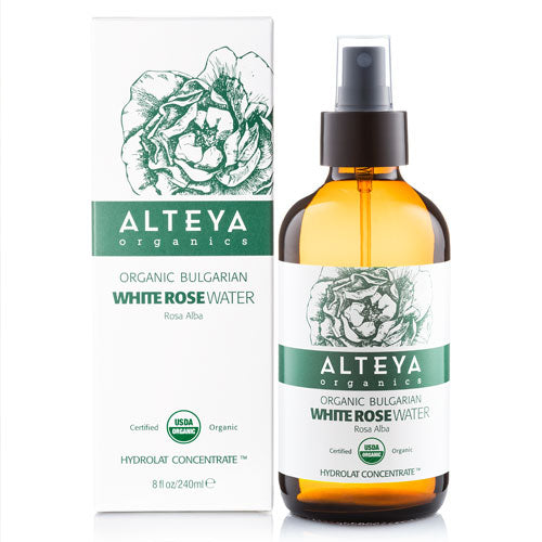 WHITE ROSE WATER AMBER GLASS SPRAY BOTTLE