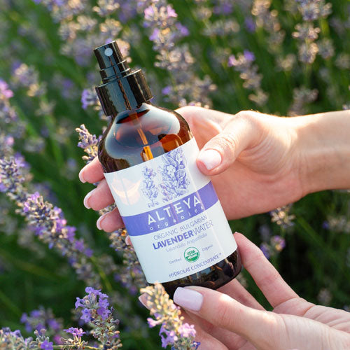 BULGARIAN LAVENDER WATER AMBER GLASS SPRAY BOTTLE