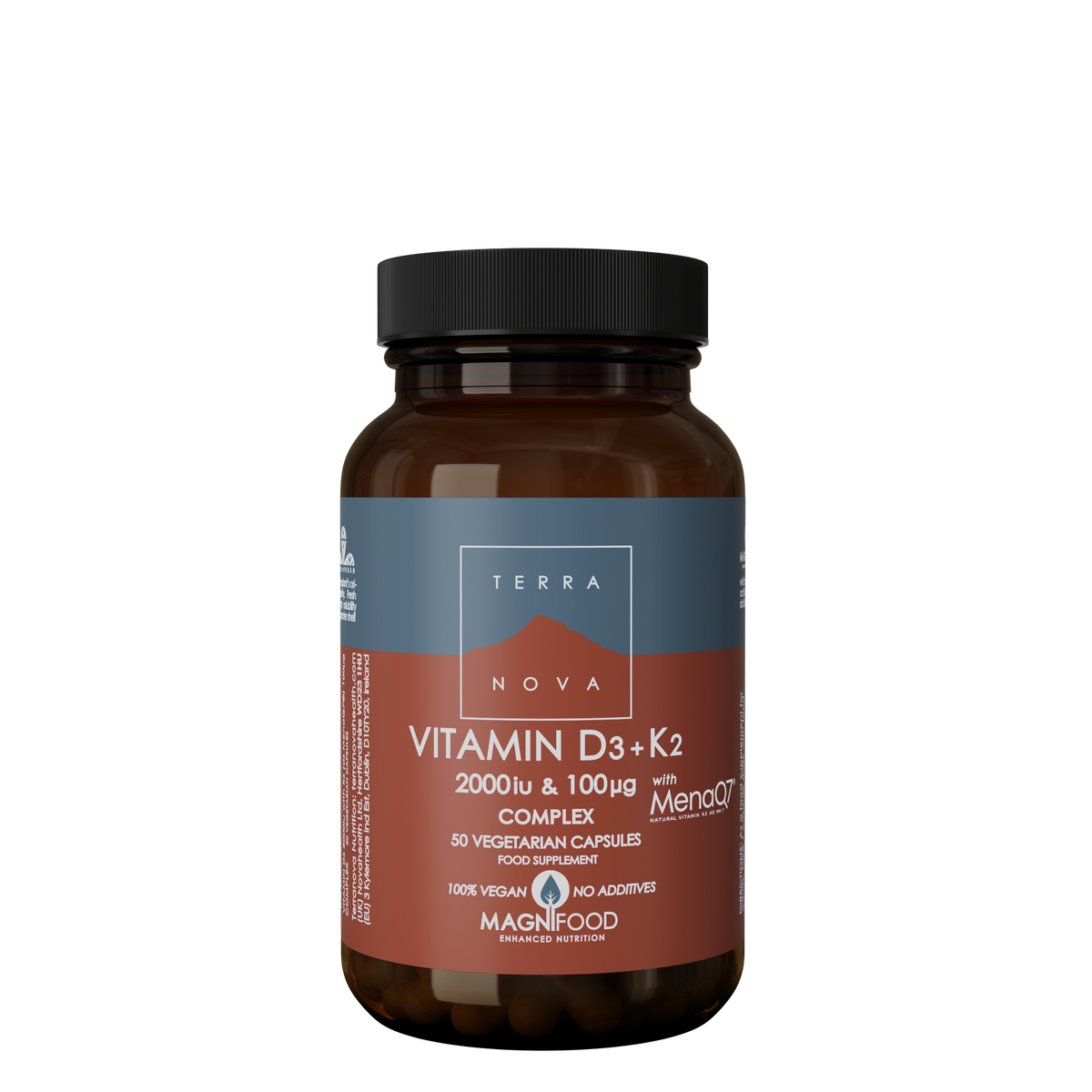 Terranova Vitamin D3 2000iu & K2 (as MenaQ7®) 100µg Complex 50's vegan capsules

