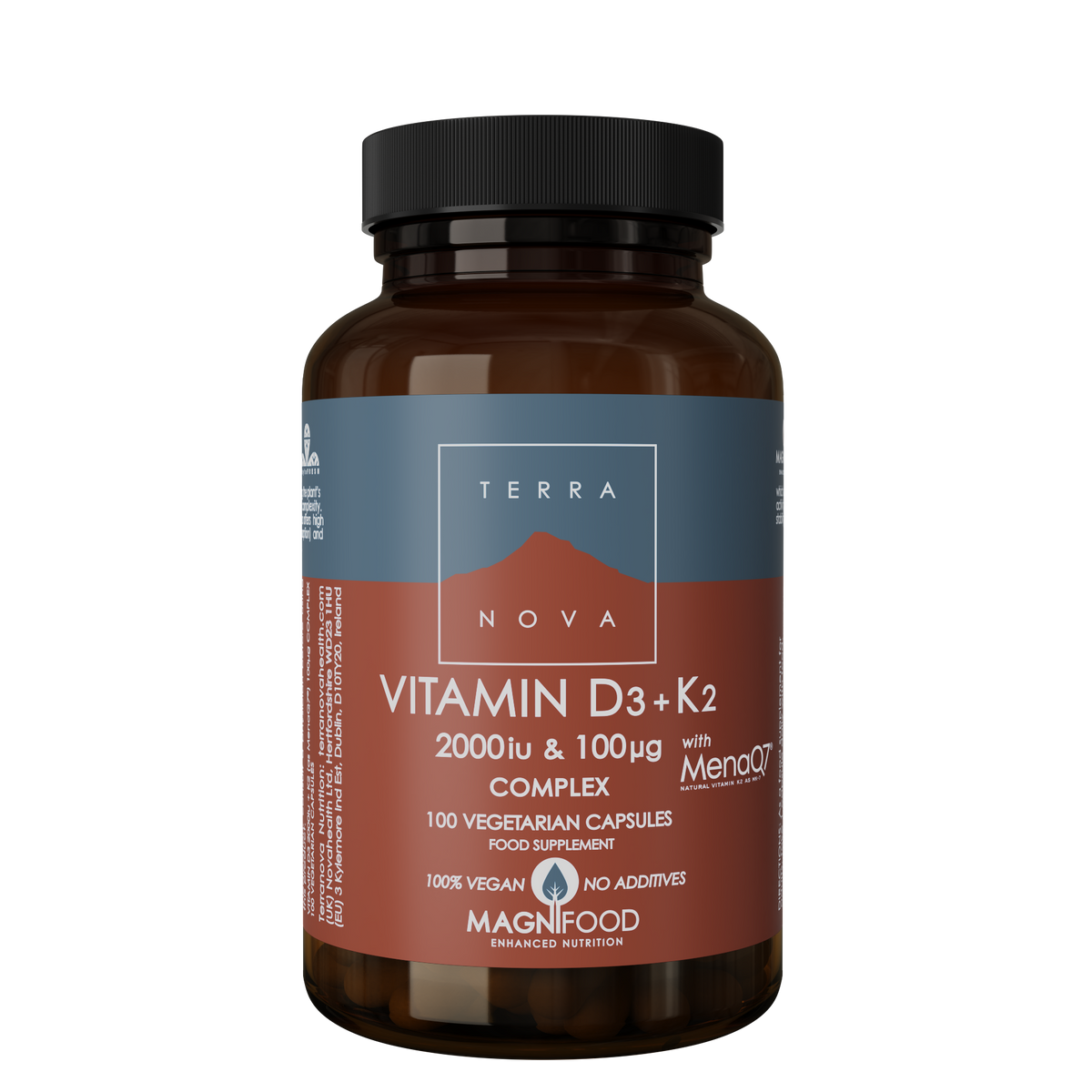 Terranova Vitamin D3 2000iu & K2 (as MenaQ7®) 100µg Complex 100's vegan capsules