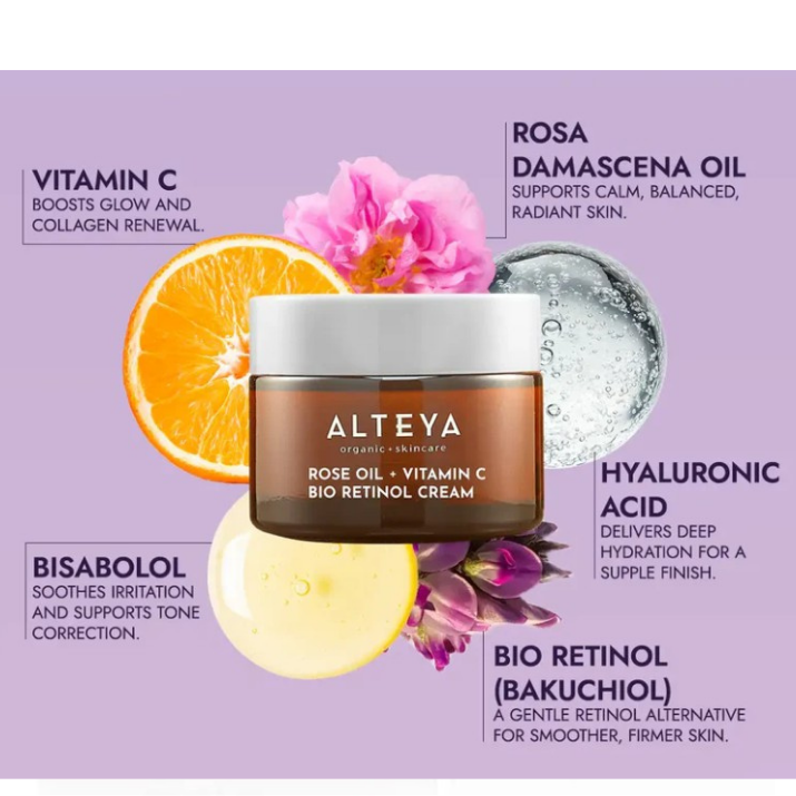 Alteya Organics - ROSE OIL AND VITAMIN C BIO RETINOL CREAM LUMINOUS ROSE