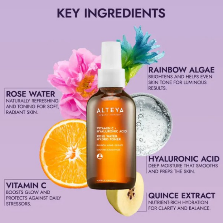 Alteya Organics - VITAMIN C AND HYALURONIC ACID ROSE WATER HYDRO TONER LUMINOUS ROSE