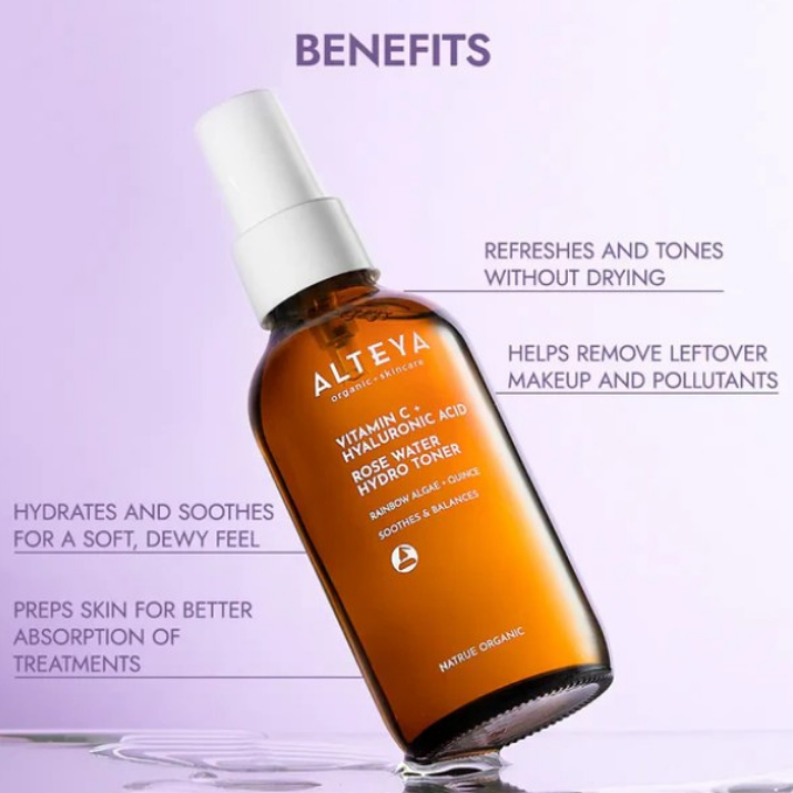 Alteya Organics - VITAMIN C AND HYALURONIC ACID ROSE WATER HYDRO TONER LUMINOUS ROSE