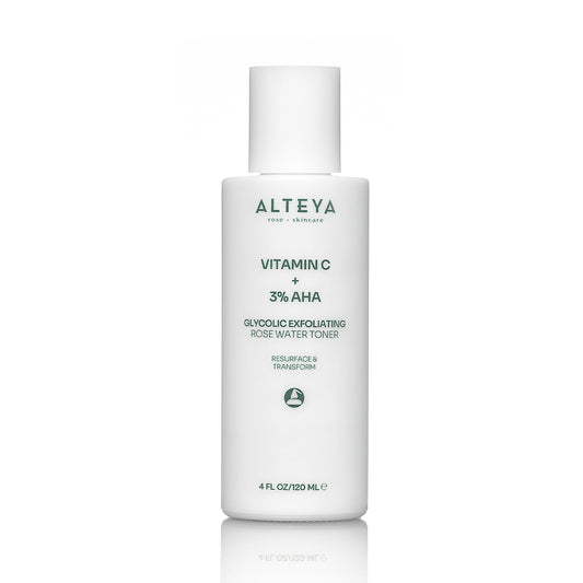 GLYCOLIC EXFOLIATING ROSE WATER TONER (VITAMIN C + 3% AHA)